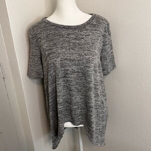 ENOUGH About Me Short Sleeve High Low Split Back Sweater SZ L Gray